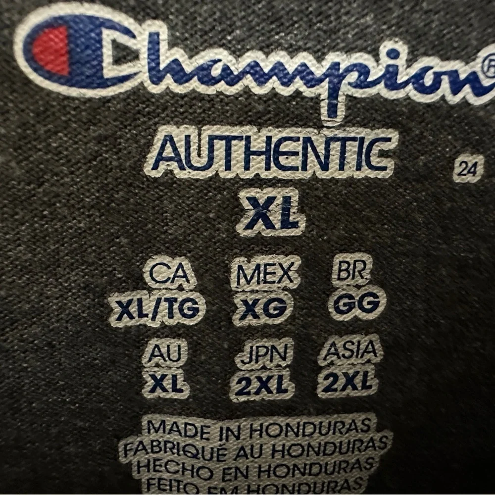 264 Champion | Vintage Dark Gray Cotton-Poly Blend Ringer Tee (size XL) - Picture 4 of 12